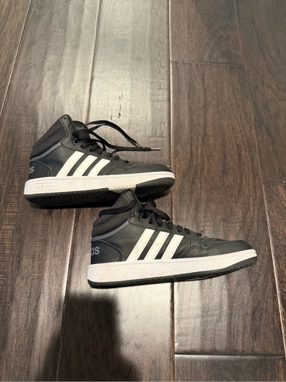 adidas Kids Black and White Mid-Top Sneakers